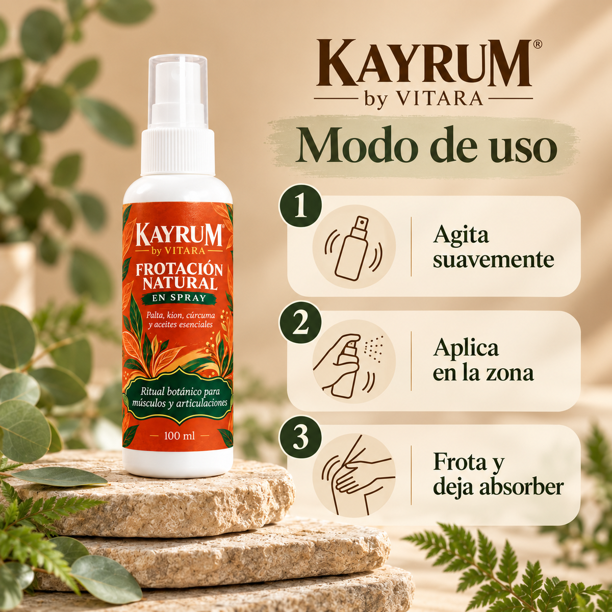 KAYRUM by VITARA Spray de confort para Músculos y Articulaciones