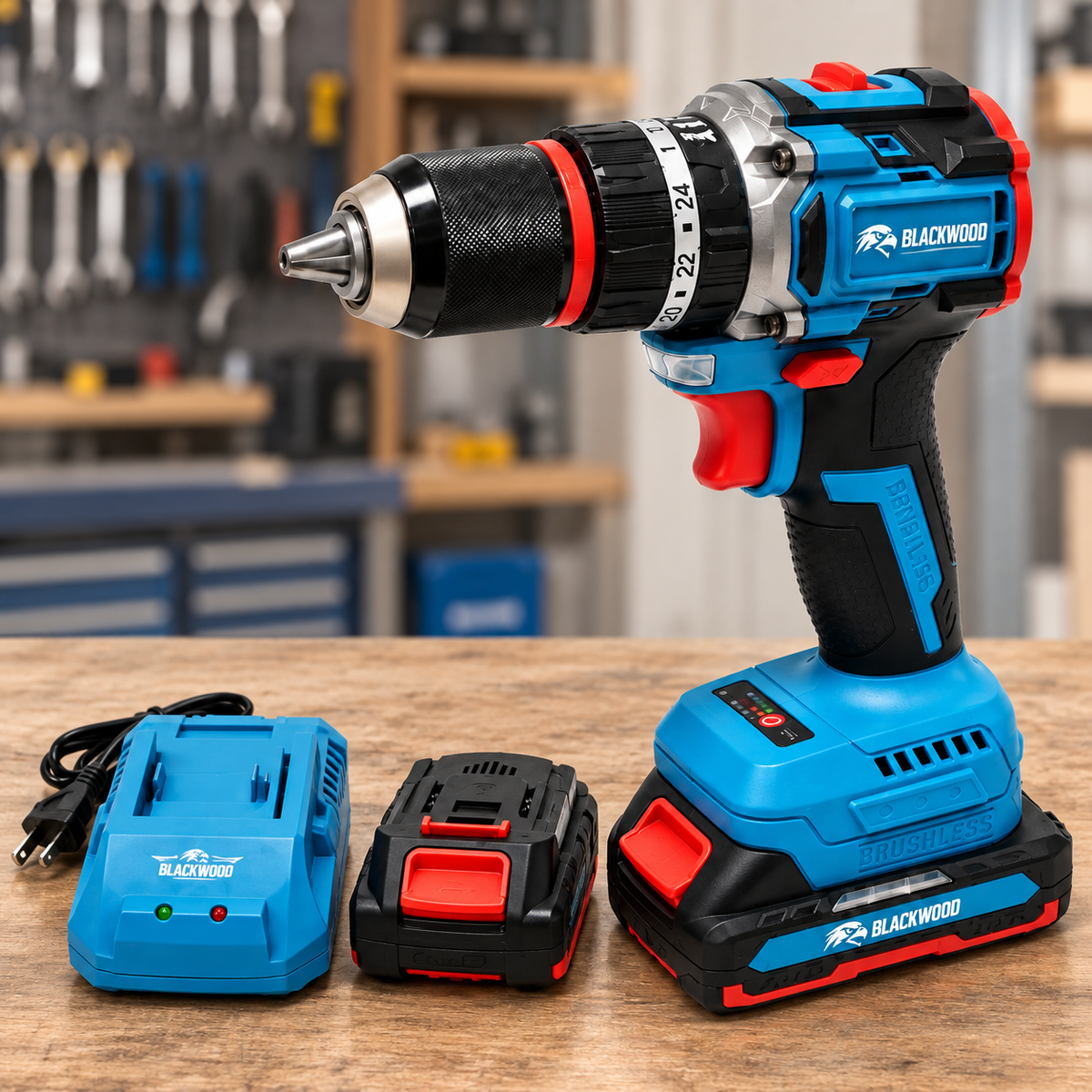 Taladro Percutor BLACKWOOD 48V Brushless + 2 Baterías