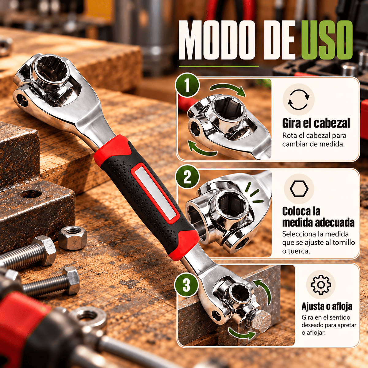 Llave Universal 48 en 1 Giratoria 360°