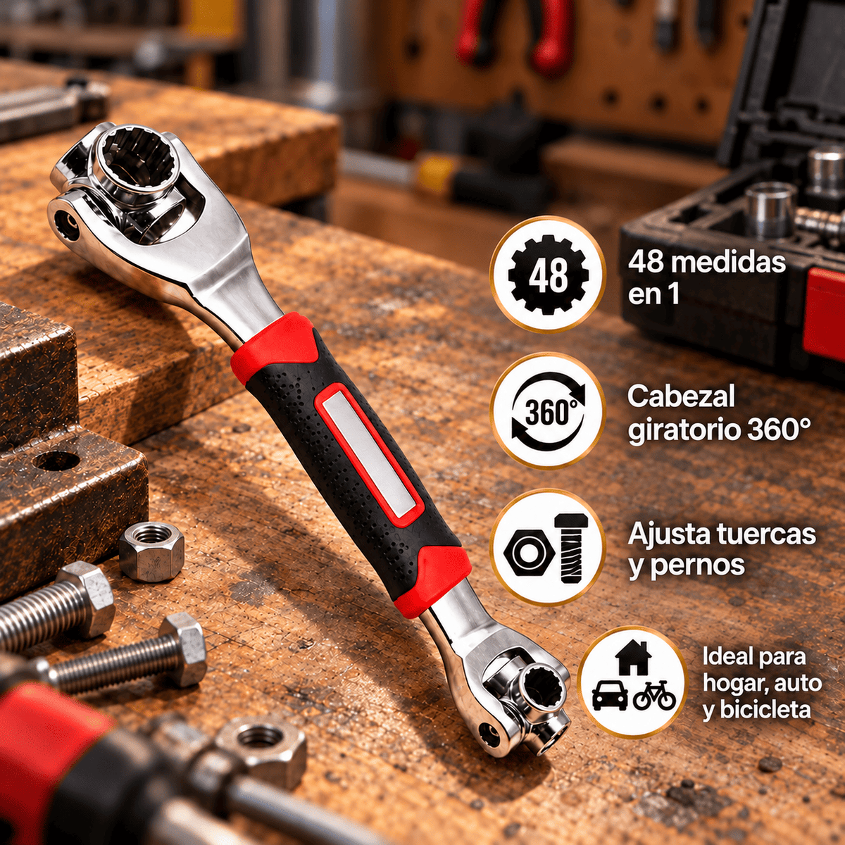 Llave Universal 48 en 1 Giratoria 360°